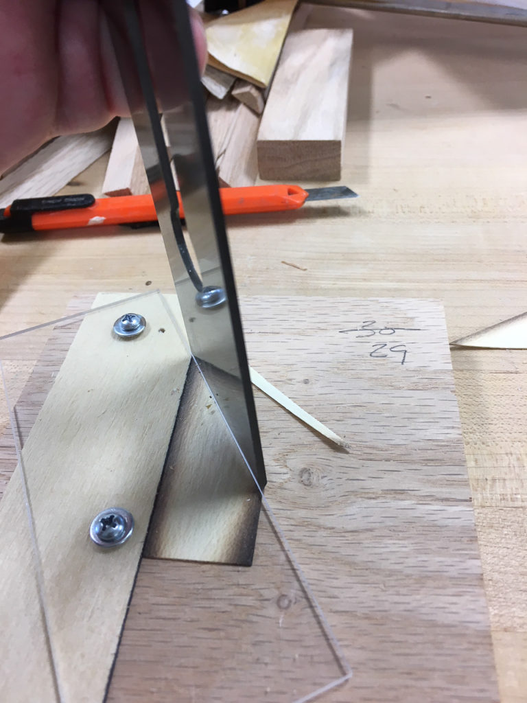 Federal Period Fan Inlay, angle jig for inlay