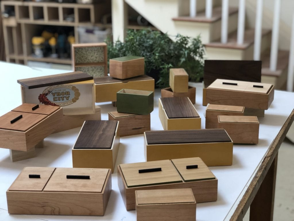 boxes made by students in matt kenney class